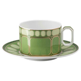 Chávena e pires Signum em porcelana, verde Chávena e pires Signum em porcelana, verde
