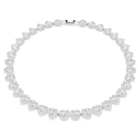Colar Ariana Grande X Swarovski com cortes mistos, coração, branco, banhado a ródio