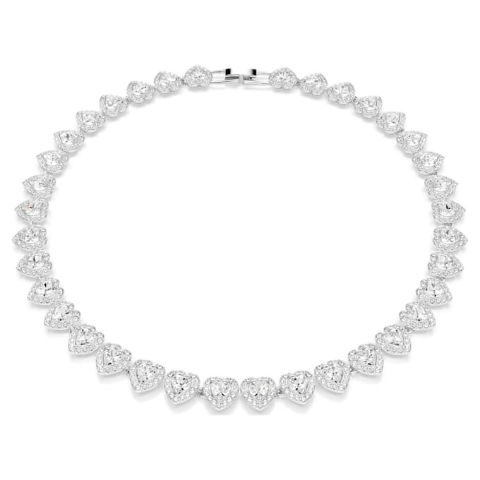 Colar Ariana Grande X Swarovski com cortes mistos, coração, branco, banhado a ródio Colar Ariana Grande X Swarovski com cortes mistos, coração, branco, banhado a ródio