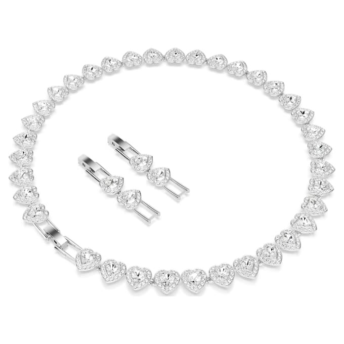 Colar Ariana Grande X Swarovski com cortes mistos, coração, branco, banhado a ródio Colar Ariana Grande X Swarovski com cortes mistos, coração, branco, banhado a ródio