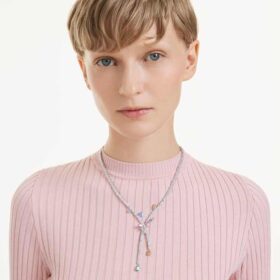 Colar Ariana Grande X Swarovski com cortes mistos, libélula, multicolorido, banhado a ródio