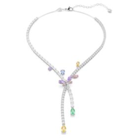 Colar Ariana Grande X Swarovski com cortes mistos, libélula, multicolorido, banhado a ródio