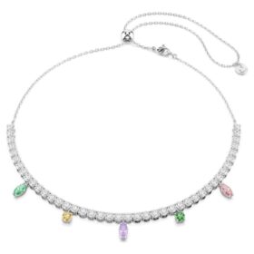 Colar Ariana Grande X Swarovski com cortes mistos, multicolorido, banhado a ródio