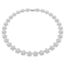 Colar Ariana Grande X Swarovski, corte redondo, flor, branco, banhado a ródio