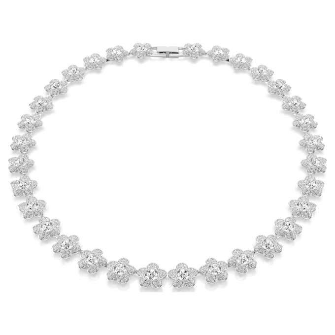 Colar Ariana Grande X Swarovski, corte redondo, flor, branco, banhado a ródio Colar Ariana Grande X Swarovski, corte redondo, flor, branco, banhado a ródio