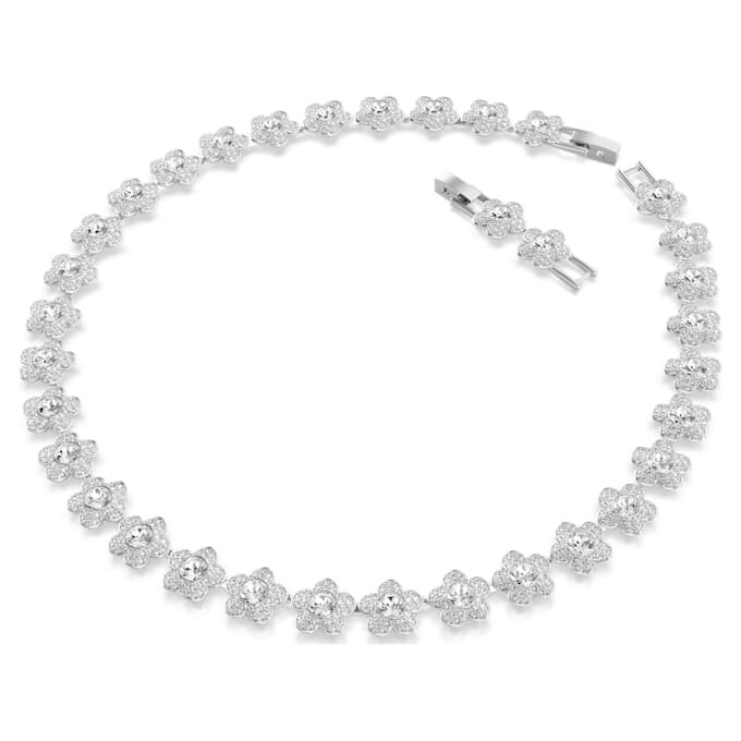 Colar Ariana Grande X Swarovski, corte redondo, flor, branco, banhado a ródio Colar Ariana Grande X Swarovski, corte redondo, flor, branco, banhado a ródio