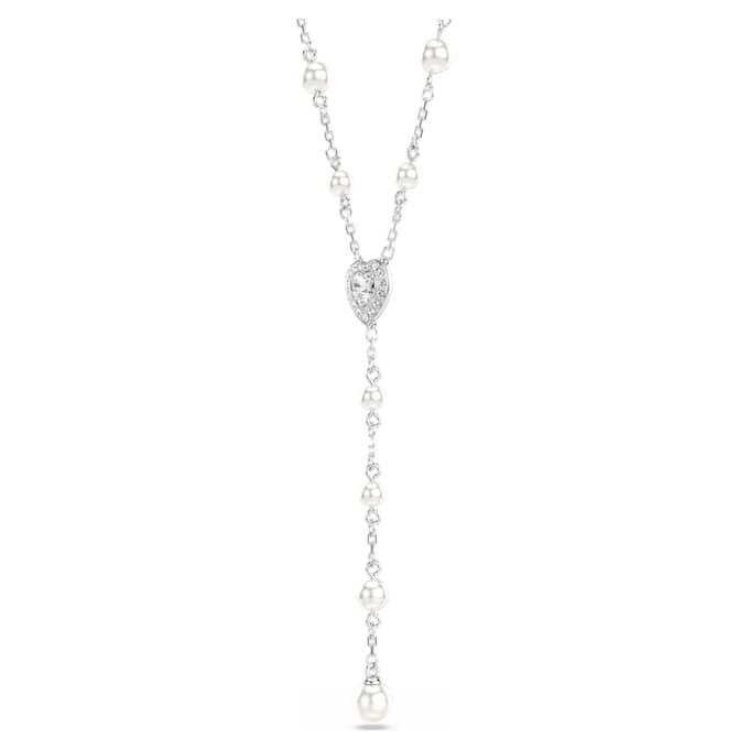 Colar Ariana Grande X Swarovski Y com cortes mistos, pérola de cristal, coração, branco, banhado a ródio Colar Ariana Grande X Swarovski Y com cortes mistos, pérola de cristal, coração, branco, banhado a ródio