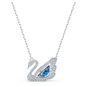 Colar Cisne «Dancing Swan», azul, banhado a ródio