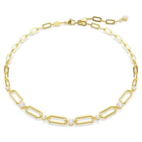 Colar Constella Branco, banhado a dourado