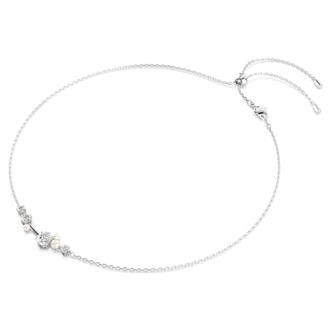 Colar Constella com pérola de cristal, cortes redondos, branco, banhado a ródio Colar Constella com pérola de cristal, cortes redondos, branco, banhado a ródio