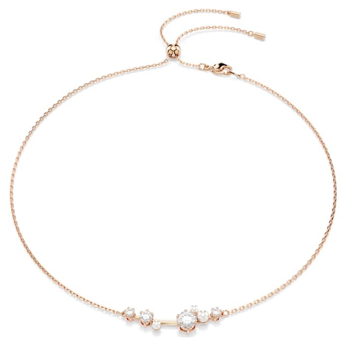 Colar Constella com pérolas de cristal, cortes redondos, branco, banhado a ouro rosa Colar Constella com pérolas de cristal, cortes redondos, branco, banhado a ouro rosa