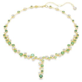 Colar Constella Y com cortes mistos, verde, banhado a ouro
