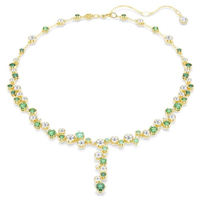 Colar Constella Y com cortes mistos, verde, banhado a ouro Colar Constella Y com cortes mistos, verde, banhado a ouro