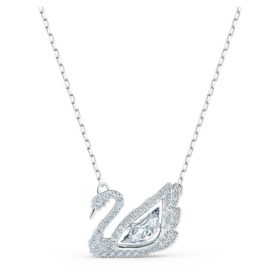 Colar de cisne «Dancing Swan», branco, banhado a ródio