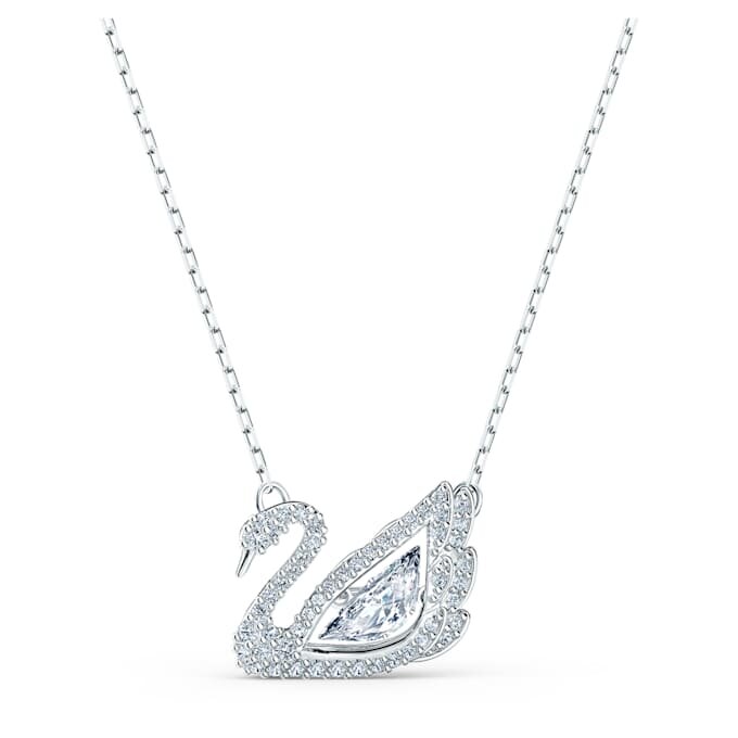 Colar de cisne «Dancing Swan», branco, banhado a ródio Colar de cisne «Dancing Swan», branco, banhado a ródio