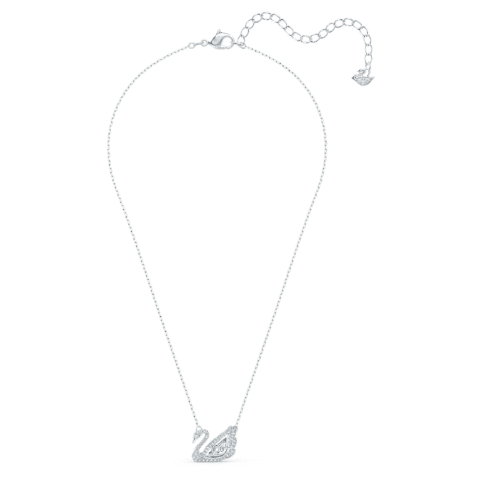 Colar de cisne «Dancing Swan», branco, banhado a ródio Colar de cisne «Dancing Swan», branco, banhado a ródio