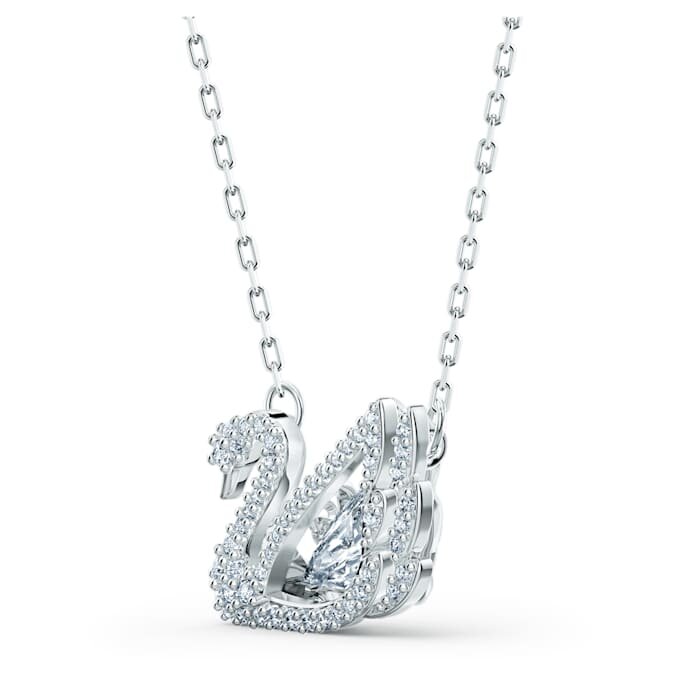 Colar de cisne «Dancing Swan», branco, banhado a ródio Colar de cisne «Dancing Swan», branco, banhado a ródio