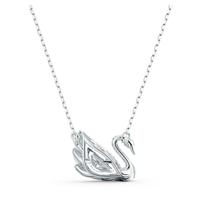 Colar de cisne «Dancing Swan», branco, banhado a ródio Colar de cisne «Dancing Swan», branco, banhado a ródio