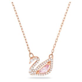Colar de cisne, rosa, banhado a ouro rosa
