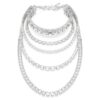 Colar em camadas Millenia com cortes mistos, branco, banhado a ródio Colar em camadas Millenia com cortes mistos, branco, banhado a ródio