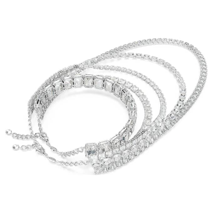 Colar em camadas Millenia com cortes mistos, branco, banhado a ródio Colar em camadas Millenia com cortes mistos, branco, banhado a ródio