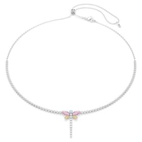 Colar em Y Ariana Grande X Swarovski com cortes mistos, libélula, multicolorido, banhado a ródio Colar em Y Ariana Grande X Swarovski com cortes mistos, libélula, multicolorido, banhado a ródio