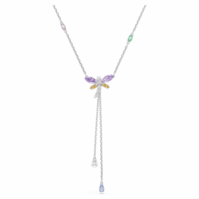 Colar em Y Ariana Grande X Swarovski com cortes mistos, libélula, multicolorido, banhado a ródio Colar em Y Ariana Grande X Swarovski com cortes mistos, libélula, multicolorido, banhado a ródio