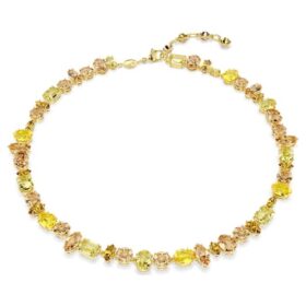 Colar Gema com cortes mistos, amarelo, banhado a ouro Colar Gema com cortes mistos, amarelo, banhado a ouro