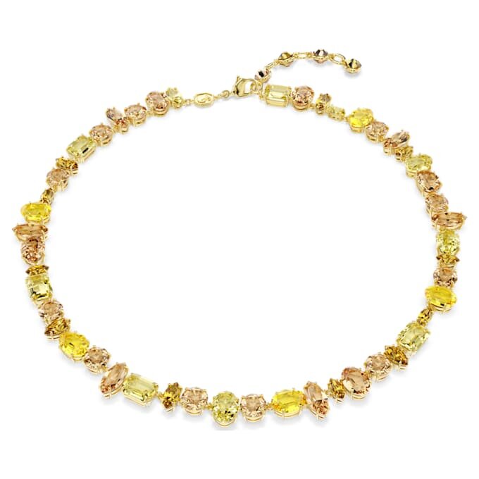 Colar Gema com cortes mistos, amarelo, banhado a ouro Colar Gema com cortes mistos, amarelo, banhado a ouro