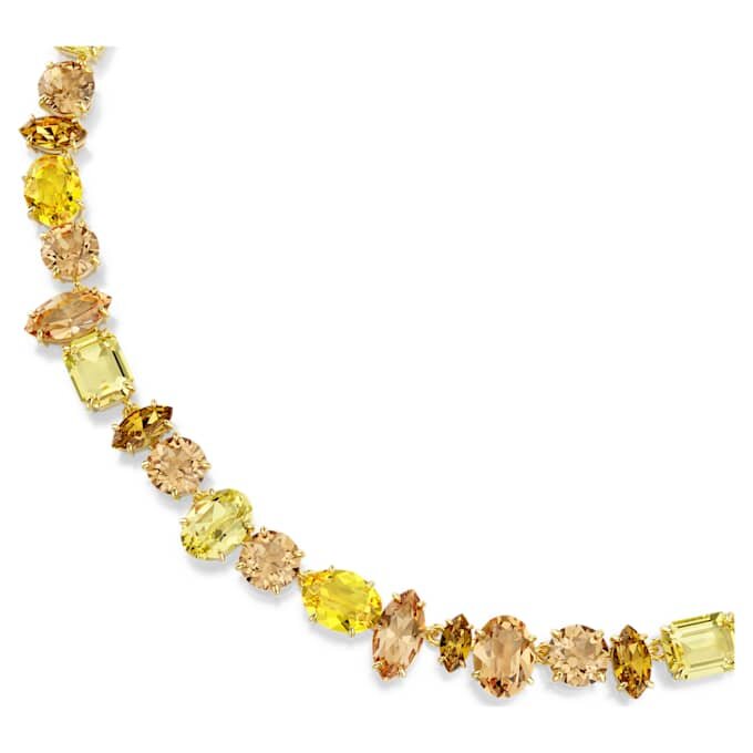 Colar Gema com cortes mistos, amarelo, banhado a ouro Colar Gema com cortes mistos, amarelo, banhado a ouro