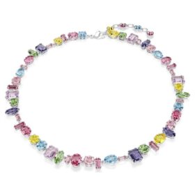 Colar Gema com cortes mistos, multicolorido, banhado a ródio Colar Gema com cortes mistos, multicolorido, banhado a ródio