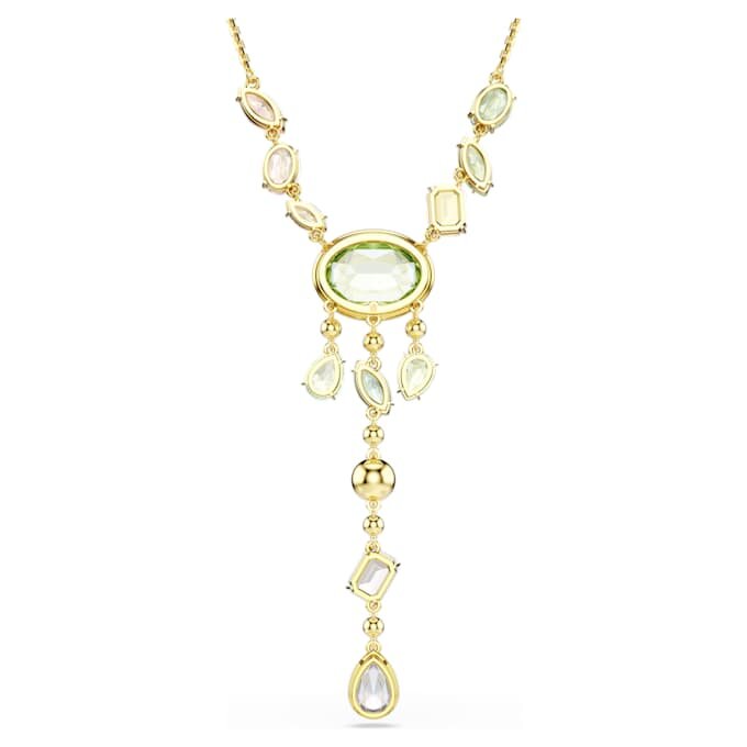Colar Gema em Y com cortes mistos, multicolorido, banhado a dourado Colar Gema em Y com cortes mistos, multicolorido, banhado a dourado