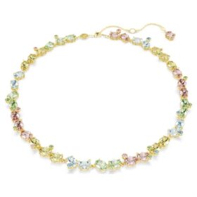 Colar Gema Tennis com cortes mistos, multicolorido, banhado a ouro Colar Gema Tennis com cortes mistos, multicolorido, banhado a ouro
