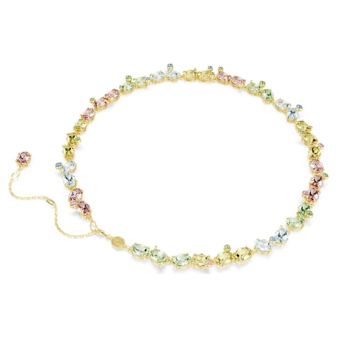 Colar Gema Tennis com cortes mistos, multicolorido, banhado a ouro Colar Gema Tennis com cortes mistos, multicolorido, banhado a ouro