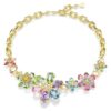 Colar Idyllia com cortes mistos, flor, multicolorido, banhado a ouro Colar Idyllia com cortes mistos, flor, multicolorido, banhado a ouro