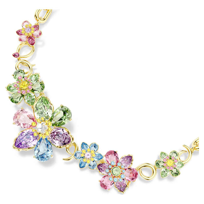 Colar Idyllia com cortes mistos, flor, multicolorido, banhado a ouro Colar Idyllia com cortes mistos, flor, multicolorido, banhado a ouro