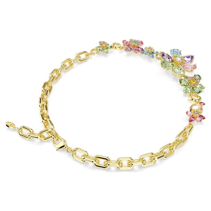 Colar Idyllia com cortes mistos, flor, multicolorido, banhado a ouro Colar Idyllia com cortes mistos, flor, multicolorido, banhado a ouro