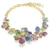Colar Idyllia com cortes mistos, pavé, flor, multicolorido, banhado a ouro Colar Idyllia com cortes mistos, pavé, flor, multicolorido, banhado a ouro