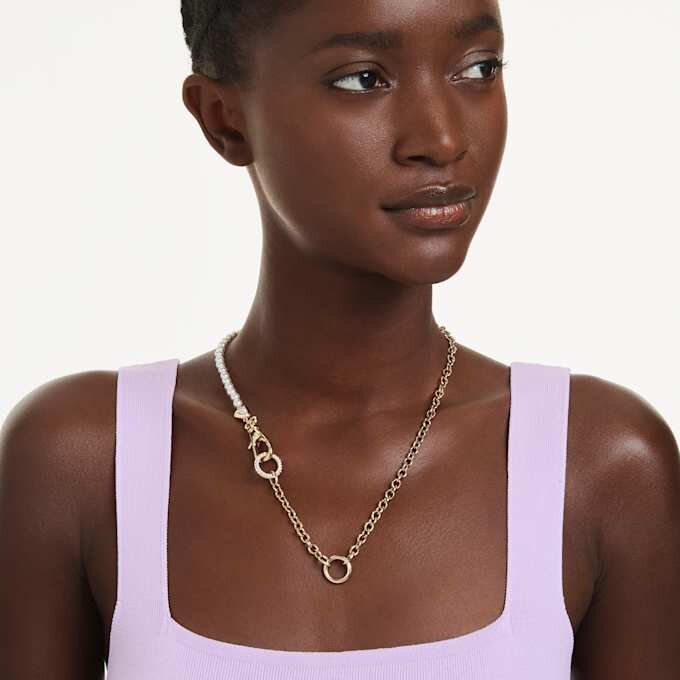 Colar Idyllia com pérolas de cristal, branco, banhado a dourado Colar Idyllia com pérolas de cristal, branco, banhado a dourado