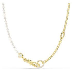 Colar Idyllia com pérolas de cristal, branco, banhado a dourado