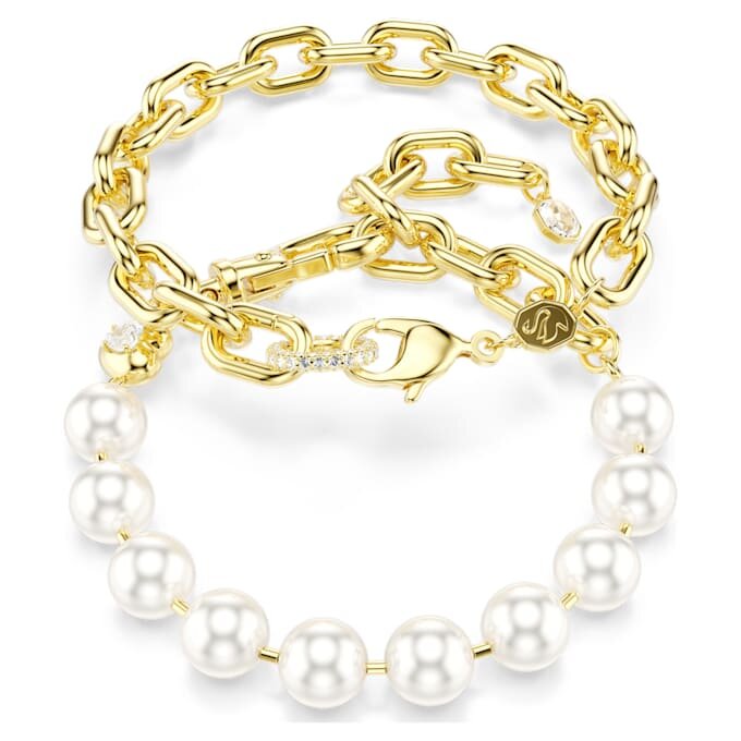 Colar Idyllia com pérolas de cristal, branco, banhado a dourado Colar Idyllia com pérolas de cristal, branco, banhado a dourado