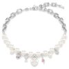 Colar Idyllia com pérolas de cristal, cortes mistos, branco, banhado a ródio Colar Idyllia com pérolas de cristal, cortes mistos, branco, banhado a ródio