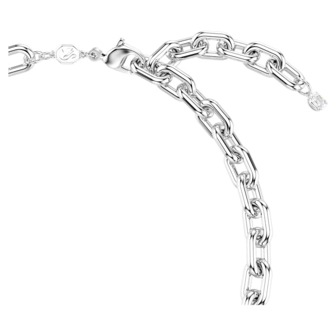 Colar Idyllia com pérolas de cristal, cortes mistos, branco, banhado a ródio Colar Idyllia com pérolas de cristal, cortes mistos, branco, banhado a ródio
