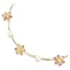 Colar Idyllia com pérolas de cristal, cortes mistos, flor, multicolorido, banhado a ouro