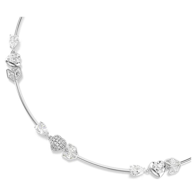 Colar Idyllia Coração com Flecha, Branco, Banhado a Ródio Colar Idyllia Coração com Flecha, Branco, Banhado a Ródio