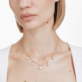 Colar Imber com cortes mistos, branco, banhado a dourado
