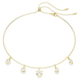 Colar Imber com cortes mistos, branco, banhado a dourado
