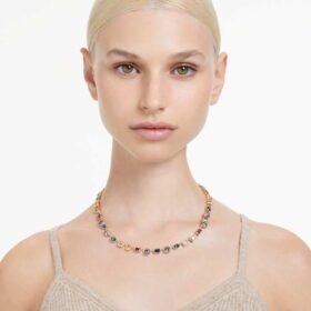 Colar Imber com cortes mistos, multicolorido, banhado a dourado