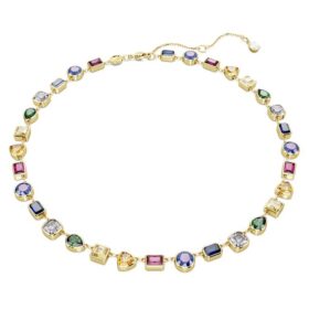 Colar Imber com cortes mistos, multicolorido, banhado a dourado