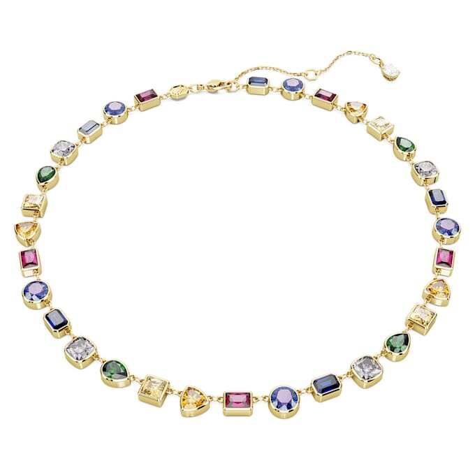 Colar Imber com cortes mistos, multicolorido, banhado a dourado Colar Imber com cortes mistos, multicolorido, banhado a dourado